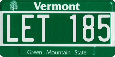 VT license plate LET185