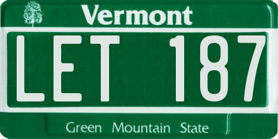 VT license plate LET187