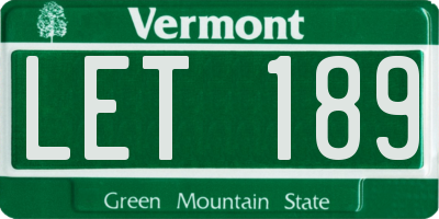 VT license plate LET189