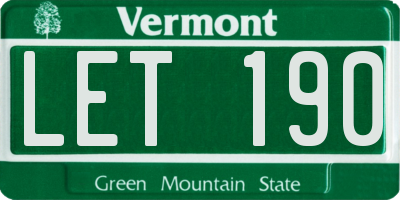 VT license plate LET190