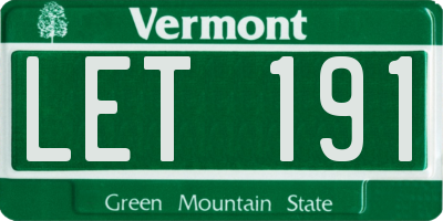 VT license plate LET191