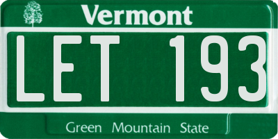 VT license plate LET193