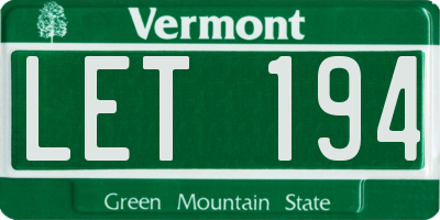 VT license plate LET194