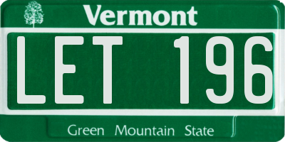 VT license plate LET196