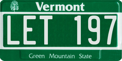 VT license plate LET197