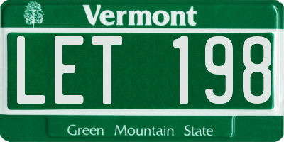 VT license plate LET198
