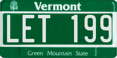 VT license plate LET199