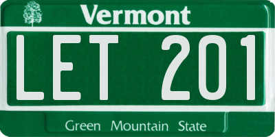VT license plate LET201