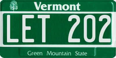 VT license plate LET202