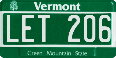 VT license plate LET206