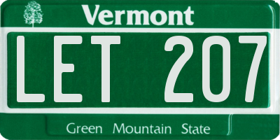 VT license plate LET207