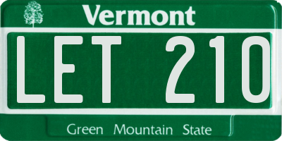 VT license plate LET210