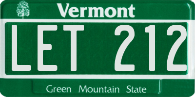 VT license plate LET212