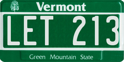 VT license plate LET213
