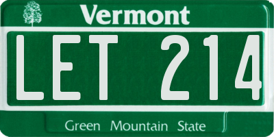 VT license plate LET214