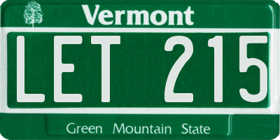 VT license plate LET215