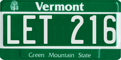 VT license plate LET216