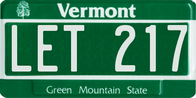VT license plate LET217