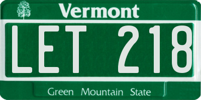 VT license plate LET218