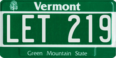 VT license plate LET219