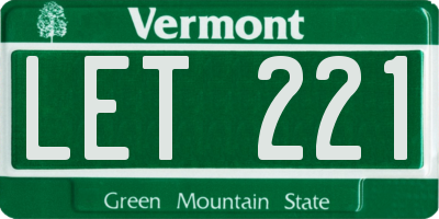 VT license plate LET221