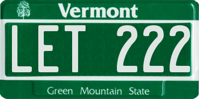 VT license plate LET222