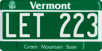 VT license plate LET223
