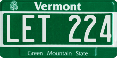 VT license plate LET224