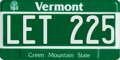 VT license plate LET225