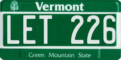 VT license plate LET226