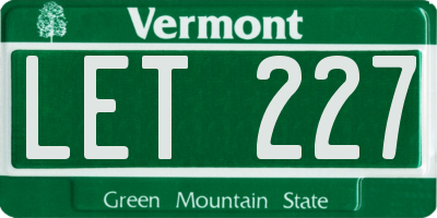 VT license plate LET227