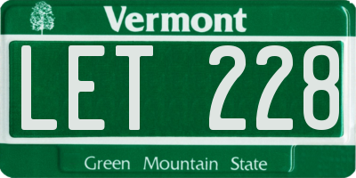 VT license plate LET228