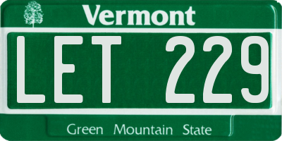 VT license plate LET229