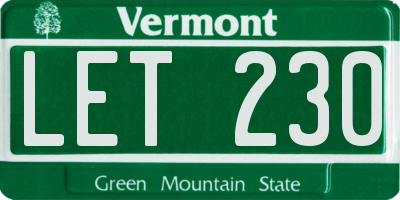 VT license plate LET230