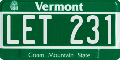 VT license plate LET231