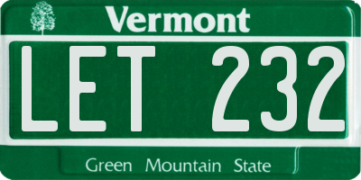 VT license plate LET232