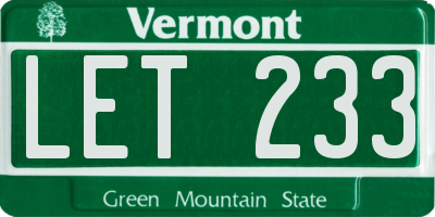 VT license plate LET233
