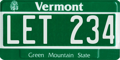 VT license plate LET234