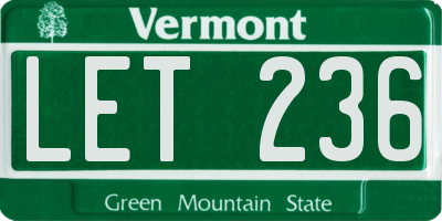 VT license plate LET236