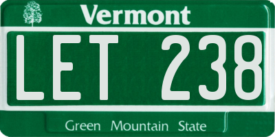 VT license plate LET238