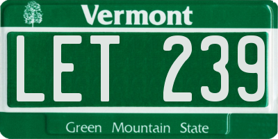 VT license plate LET239