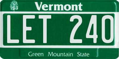 VT license plate LET240