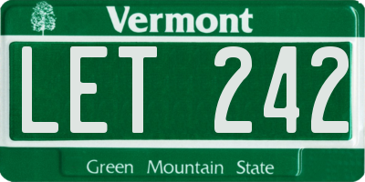VT license plate LET242