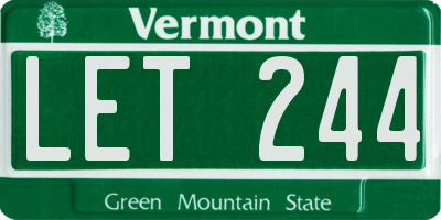 VT license plate LET244