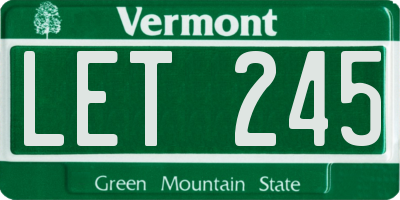 VT license plate LET245