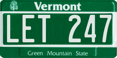 VT license plate LET247