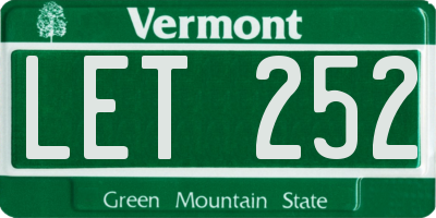 VT license plate LET252