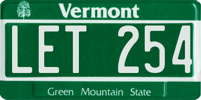 VT license plate LET254
