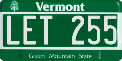 VT license plate LET255