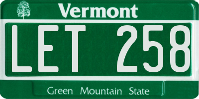 VT license plate LET258
